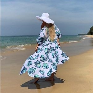 Leaf beach kimono cover ups swimwear